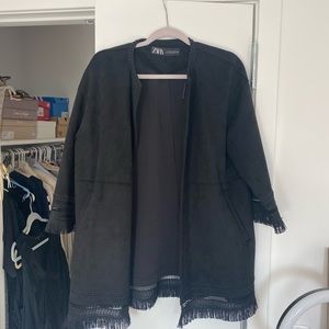 Black ZARA Fringe jacket
